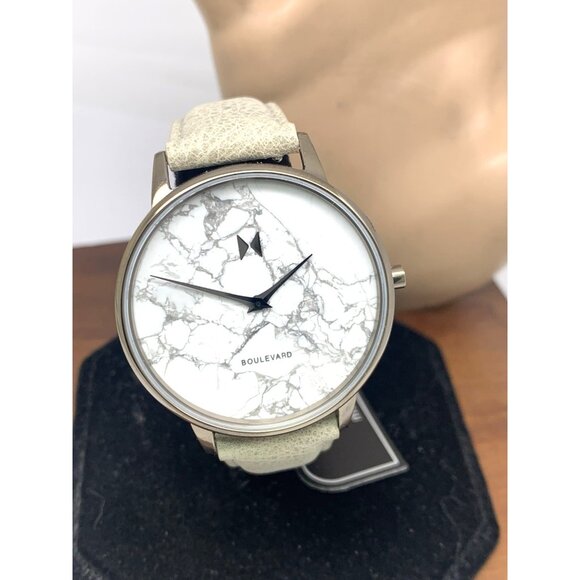 MVMT Women\'s Watch QMB01-Tima Quartz White Gray Marble Dial Leather Band 38mm main image 12